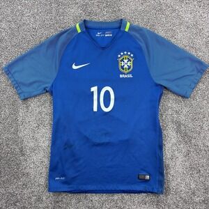 Nike Brazil National Team Soccer Jersey Mens Small 2016 Away Kit‎ #10 Pele